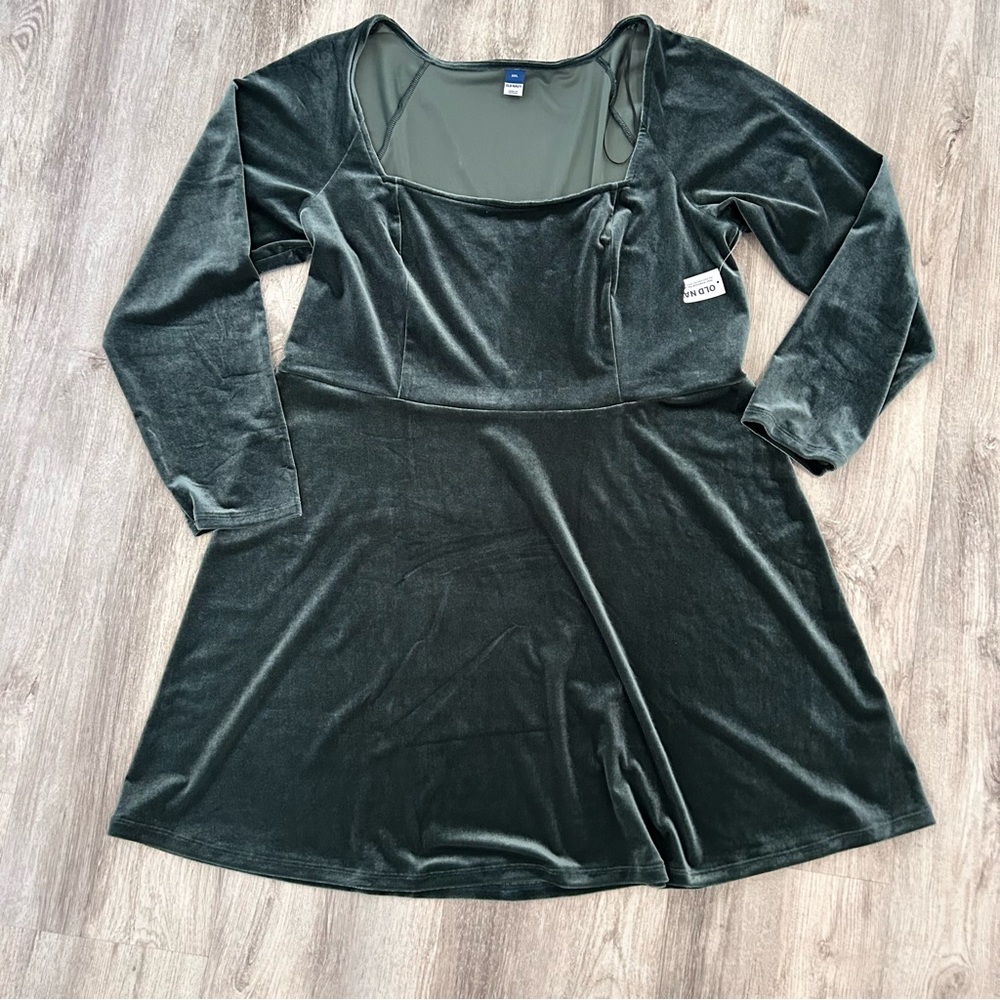 Old Navy Velvet Mini Dress Womens XXL Green Fairy Goblincore Ren Fair Forest New